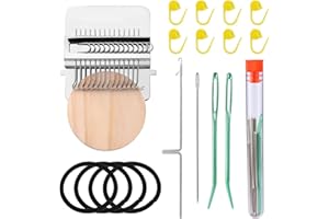 KINBOM Darning Loom, Speedweve Weaving Repair Mini Loom Machine Small Darning Loom Tool for Beginners Quickly Knitting Mending Jeans Socks DIY Speed Weave Arts (14 Hooks, with Bend Needles)
