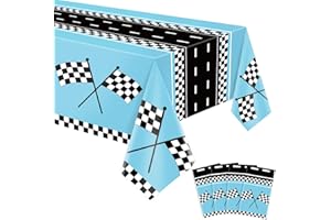 FVEOCR 4Pack RacingCar Tablecloths Car Birthday Party Supplies Road Table Cloth Race Car Party Table Covers Blue Race Theme Decor Racing Theme Car Decorations of 51 X 86IN