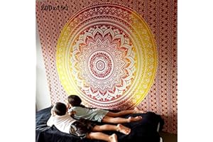 D-SYANA8 Bohemio Mandala Estera de Yoga, Tapiz Toalla de Playa, Manta Indio Colgar en Pared Tapicería Arte Retro Tela decoración para el hogar Golden 200x150cm