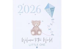 New Baby Boy Card 2026 - Handmade Welcome to the World, Newborn Baby Card - Blue Teddy Bear Theme - Size 15 x 15cm, Blank Ins