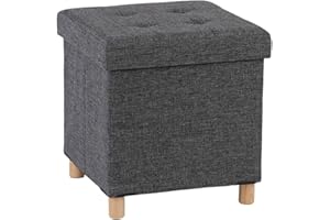 ‎ZEDELMAIER Zedelmaier Sitzhocker mit Stauraum, Hocker mit Holzfüßen,Aufbewahrungsbox mit Deckel,Fußhocker, bis 300 kg belastbar, für Eingang, Wohnzimmer, Schlafzimmer (Dunkelgrau)