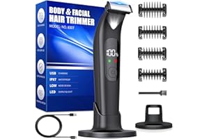 FANHEE Intimrasierer Mann Rasierer Herren Elektrisch,Wasserdicht Körperrasierer mit LED Licht,Intimbereich Körperhaartrimmer,Face Bodygroom Männer,Barttrimmer Haarschneider für Gesicht und Körper