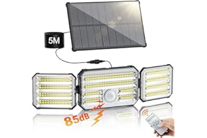 Giliwosy Luces Solares Led Exterior Jardin con Sensor de Movimiento, Focos LED Exterior Solares con Control Remoto 4 Modos 7000K 2000mAh IP67 Impermeable, 1 Pieza