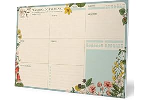 ‎GRUPO ERIK Kokonote Wochenplaner Tischkalender Block A4 - Kalender Planer Botanical - Tischplaner A4 ohne festes Datum - Schreibunterlage auf Spanisch