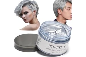 HTRUIYATY Cera Gris del color del pelo, modelado temporal de una sola vez Cera natural del teñido de pelo del color, crema temporal del peinado, cera que modela para la fiesta, Cosplay, partido (Gris)