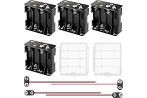 4 PCS 8 x 1.5V AA Battery Holder, KUOQIY AA 12V Back to Back Battery Holder Case Box with 4 PCS I-Type and T-Type Battery Clip, with 2 PCS Plastic Battery Storage Box