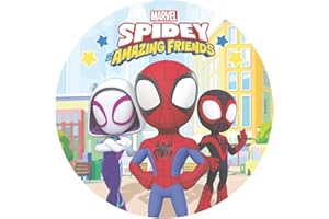 Dekora - Decoración para Tartas de Cumpleaños Infantiles - Cake Topper de Spidey de 20 cm - Disco de Oblea Comestible para Tarta Sin Gluten, Sin Azúcares Añadidos, Sin Lactosa - Apto para Vegetarianos