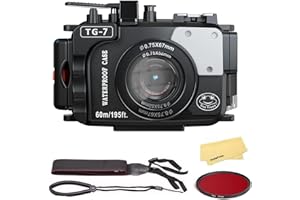 SEA FROGS SeaFrogs Tough TG7 [60M/195piedi] Custodia subacquea professionale per fotocamera subacquea Custodia subacquea Impermeabile per OM Systerm TG7 Olympus Tough TG-7 tg7 - Nero