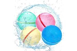BOPICOKOK Palloncini Acqua Riutilizzabili, gavettoni riutilizzabili, a riempimento rapido e autosigillanti, giochi all'aperto, giocattoli per piscina estiva, giochi acqua per bambini e adulti (4 pezzi)