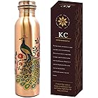KC Pure Copper Peacock Designer Water Bottle with Advanced Leak Proof Protection, Ayurveda and Yoga Health Benefits. (1000ml,