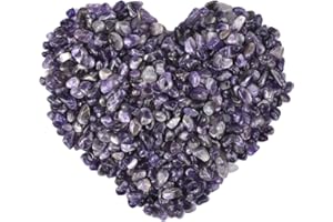 ideayard 0.95 Ib-1 Ib Amethyst Tumbled Chips Stone - Natural Crushed Crystal Irregular Shaped Stones for Home Garden Decorative