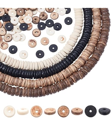 100 Flache Kokosnuss-Perlen 12 Mm – Schwarz, 4 Mm Dick, 3 Mm Loch | Für DIY-Schmuck, Armbänder & Halsketten