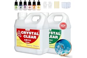 NIUB Resina epoxi con pigmentos, 2000 ml de resina epoxi transparente, juego de resina y endurecedor para resina transparente y segura, no tóxica, sin burbujas y fácil para principiantes, verter