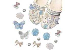 BSITSSS 14 sztuk zawieszek do butów, dekoracyjne, motyl, estetyczne, błyszczące zawieszki z niedźwiedziem, kwiatowe, kryształowe zawieszki do butów, dla kobiet, dziewcząt, dzieci, prezenty imprezowe,