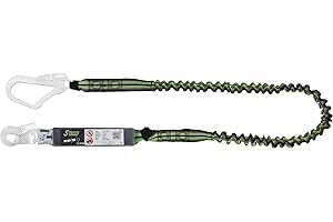 Kratos Safety Verbindungsmittel aus elastischem Gurtband mit Falldämpfer und 2 Karabiner, 2 m, PSA, EN355