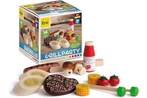 Erzi 28199 Sortierung Grillparty aus Holz, Kaufladenartikel für Kinder, Rollenspiele