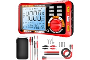 ANENG Multimètre,4000 Points,Voltmètre TRMS,Plage Automatique,Mesure AC/DC,NCV,Tension,Diode,Résistance,Continuité,Capacité,Température(Rouge)