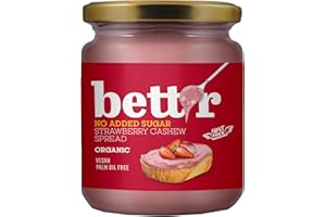BETT'R GUILT FREE Bett’r Strawberry Cashew Cream Without Added Sugar - 100% Organic, Vegan and Palm Oil Free - 250g