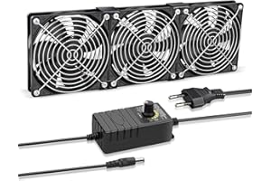 ‎GDSTIME GDSTIME 3 x 120mm PC Lüfter 230V Dual Kugellager 360mm Gehäuselüfter mit AC 220V 230V Angetrieben Einstellbare Geschwindigkeit Kontrolle für Computer Serverschrank Router Laptop Workstation Chassis
