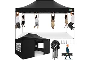 COBIZI Pavillon 3x4,5 wasserdicht stabil Winterfest 3.0, Faltpavillon 3x4,5 Partyzelt, Gartenpavillon UV Schutz mit 4 Seitenteilen Festival Partyzelt Sonnenschutz Pavillon, Schwarz