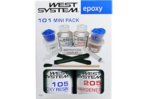 WEST SYSTEM 101 Epoxy Mini Pack - 105 Resin & 205 Hardener - Clear Resin & Hardener for Wood, Metal & Fibreglass Repairs - Marine Grade Epoxy for Woodwork, Repair and DIY