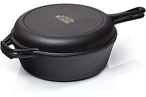 BBQ NERD BBQ-Nerd© Cocotte - Cacerola de hierro fundido (3,5 L, función 2 en 1)