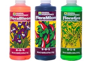 GENERAL HYDROPONICS General hidroponía Flora Crecer, Bloom, Micro Combo Fertilizantes Set