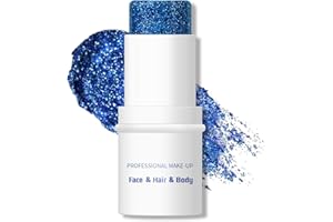 KYDA Body Glitter Stick, Chunky Glitter Gel for Face Body Hair, Sparkling Holographic Mermaid Sequins Paint, Waterproof Multiuse Makeup Glitter Gel, Blue