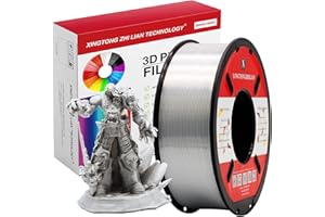XINGTONGZHILIAN PLA 3D Printer Filament 1.75mm,PLA Filament,3D Printing Filament Material Dimensional Accuracy +/- 0.02 mm,1kg/Spool (2.2 LBS) for 3D Printers,Silver Silk PLA