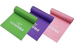 PROIRON Bandes Elastiques de Résistance Fitness Naturel Latex Bandes d'exercice pour Musculation Etirement Yoga Pilates dans Salle de Gym ou Domicile (Rose + Violet + Vert, 1.5M)