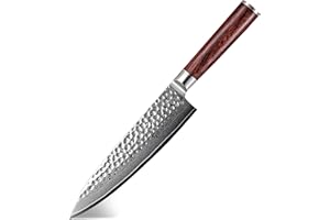 Takumiro Couteau de Chef Couteau de Cuisine Japonais Gyuto en Acier Damas Inoxydable 67 Couches | Extremely Sharp Professional Kitchen Knife | Durable Chef Knife (HRC 62, Bois Padouk)