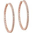 Zeneme American Diamond Hoop Earrings Jewellery for Women and Girls Studded Bali Earring