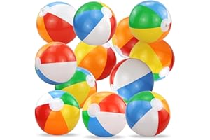 RNBEVANSANNE 13 Pack Rainbow Beach Balls - 30 cm Colorful Inflatable Balls Swimming Pool Toys for Summer Water Games,Beach Theme Party Decorations Party Supplies