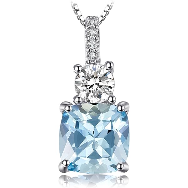 Miore Damen-Kette 925 Silber Mit Blauem Topas Anhänger – 43 Cm, Mit Zirkonia, In Geschenkbox