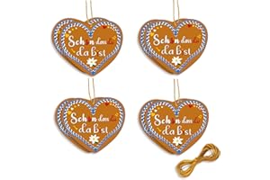 OIZEMORI 8er-Set Lebkuchenherzen Deko, 8 Stück Lebkuchenherzen „Schön, dass du da bist“ Deko – Herz Anhänger im Oktoberfest-Stil aus Filz, Kreative Lebkuchen Deko für Oktoberfest und Weihnachten (C)