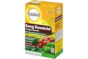 Solabiol Engrais Sang Déséché - 1,5kg - Jusqu'à 30m² - Action Coup De Fouet - 100% Sang Désséché - Effet Reverdissant - Stimule La Croissance - Utilisable en Agriculture Biologique SOSAN15G10N