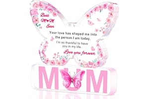 GRELAE Mothers Day Gifts, Gifts for Mum - Engraved Acrylic Butterfly Plaque Mum Gifts, Mothers Day Gifts for Mum, Mothers Day Gifts from Son, Daughter, Mother's Day Gift Ideas, Step, Best Mum Gifts