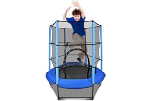 MAYCOLY Cama Elastica Niños Ø 140 cm, Trampolín para niños con Red de Seguridad y Almohadilla,para Interior o Exterior,Trampolín Juegos Niños para Jardín,Entrenamiento de Salto, Capacidad de Carga 45 kg