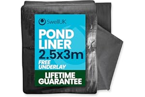 Swell UK 2.5m x 3m Pond Liner Free Underlay | UV Resistant | Garden Fish Ponds