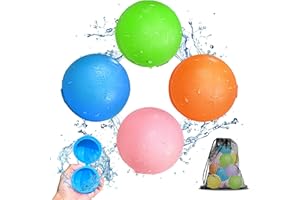 SMASIAGON Palloncini da Acqua Riutilizzabili, 4 Pezzi Bombe d'acqua Magnetiche Ricaricabili, Facile da Riempire e Autosigillante per Estivi Piscina Spiaggia Giardino Palloncini Gioco per Bambini e Adulti