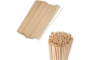 HUIGULI 200 Pcs Square Wooden Sticks Dowels, 300 * 3 mm Unfinished Natural Wooden Sticks, Candy Floss Cotton Candy Food Grade Wood Sticks, Rods Hardwood Sticks for Crafts and DIY (Round)
