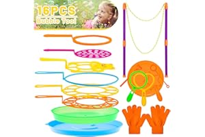 Whaline Juego de varitas de burbujas con guante, kit de varita de burbujas grandes, varita creativa para hacer burbujas para niños, fiesta de cumpleaños, juego de verano