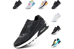HITMARS Mens Trainers Ladies Womens Running Shoes Gym Athletic Sports Jogging Fashion Sneakers Lightweight Cushioned Shock Absorbing Breathable Black White Pink 3.5-12 UK