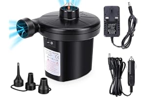 DSLIHA Electric Air Pump, Air Pump for Quick Inflator/Deflator with 3 Nozzles, Camping Electric Pumps Portable (Home/Car), Air Mattress Pump for Inflatable Boat/Air Mattress/Pool/Inflated Toy/Yoga Ball