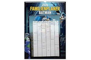 NOTIQUE Calendario da parete XXL 2026 – Agenda mensile utilizzabile come agenda familiare con 6 colonne, calendario mensile, calendario della famiglia, 33 x 46 cm (Batman)