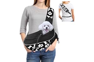 Gloppie Sac de Transport pour Chien et Chat - Mains Libres, Sac de Voyage Fourre-Tout Sangle Rembourrée Réglable Maille Respirante, Sac Bandoulière Chiot avec Crochet de Collier pour Petits Animaux