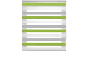 Blindecor Lira estor enrollable noche y día, tricolor gris, pistacho, blanco, 140 x 180 cm (ancho x alto). Tamaño de la Tela 137 x 175 cm. Estores noche y dia elegantes