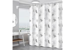 GOOPOOL Cortina de Ducha 180 x 200 cm,Cortina de Baño Estampada Impermeable,Juego De Cortina De Ducha con 12 Ganchos,Patrón de Hojas