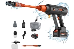 Rondella ad alta pressione sulla batteria, Bravolu Max 580 PSI Pulitore ad alta pressione senza fili portatile con kit di accessori, Rondella a pressione a batteria 4.0Ah con ugello rotante