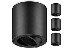 ‎GEYOULUX GeyouLux Aufbauspot GU10, 30° Schwenkbar Deckenspots Schwarz, Φ80×84mm Aufbaustrahler mit GU10 Fassung, Aufbauleuchte aus Aluminium, Rund Aufputz 230V Downlight, 4 Stück(Keine Lichtquelle)